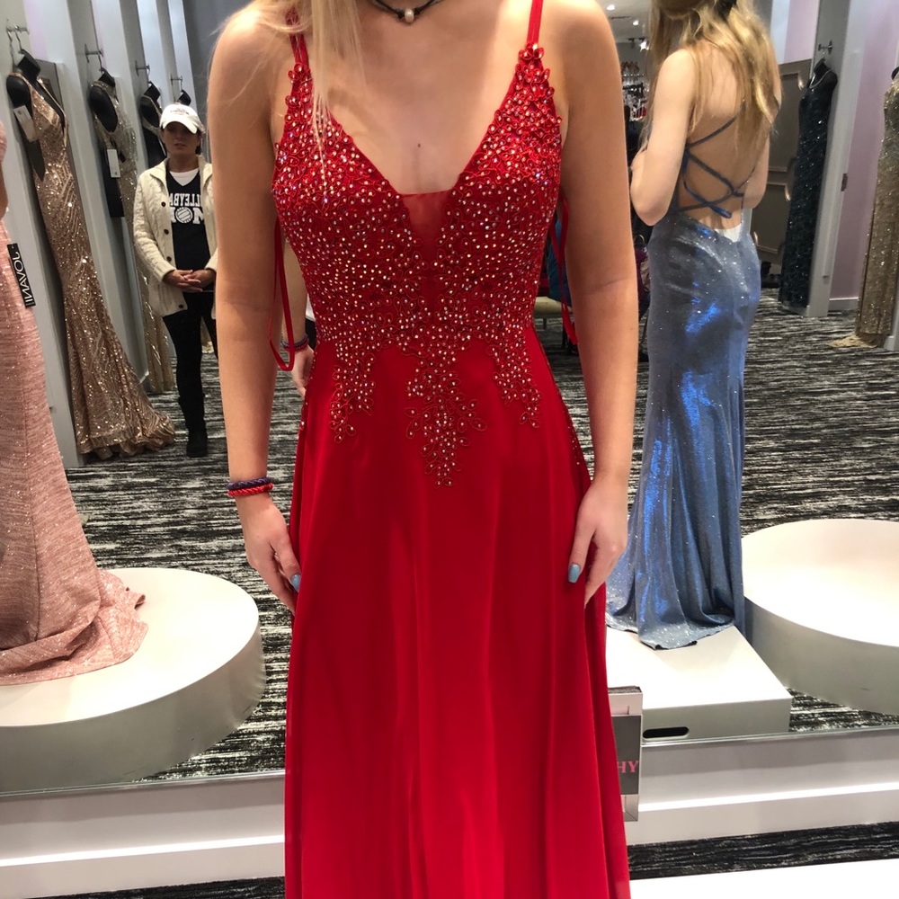 Red sequin formal gown; worn once!